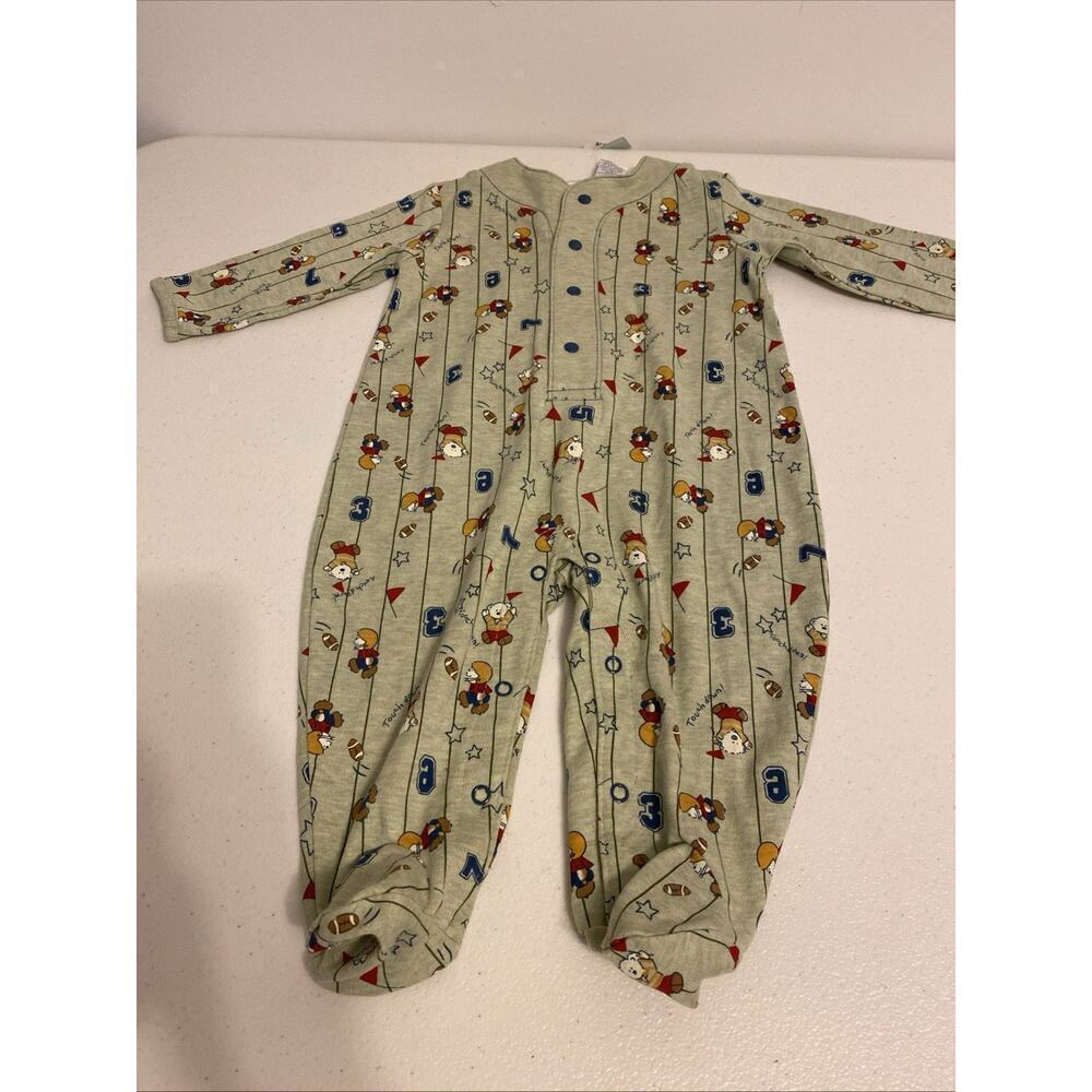 VTG KIDS R US Boys Infant 6/9M One Piece Jumpsuit Bears Football Sports New - Picture 6 of 6
